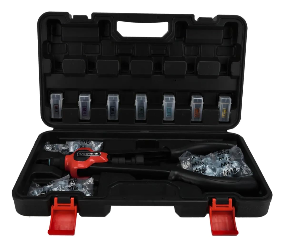 Pinze per rivetti - pinze a rivettatura a leva - per M3-M12, acciaio, alluminio e acciaio inox, manici ergonomici con rivestimento in gomma antiscivolo - 406 mm