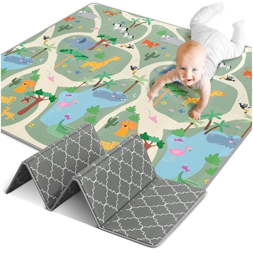 MAPALOU Krabbelmatte Spielmatte für Baby & Kinder Faltbar & Schadstofffrei 180 x 200cm | Kinderzimmer Spielteppich Play Mat Babymatte Bodenmatte | Tragbar & Wasserdicht für Innen & Outdoor