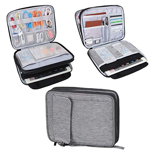 Damero 2 Layer Electronics Organizer Bag, Universal Electronic Accessories Travel Case Storage for USB Cable, Flash Driver, Phone and More, Dark Gray