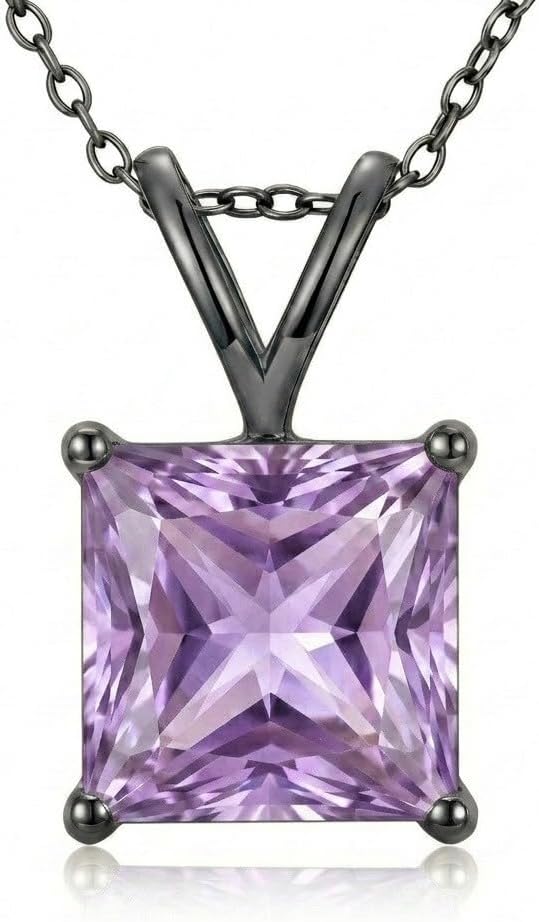 10K 14K 18K Gold Natural Amethyst Solitaire Necklace, Customizable 1-10 Carat, Purple Gemstone Solitaire Pendant Necklace Jewelry Gifts for Women Wife Mother