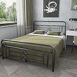 Bigbiglife Queen-Size Vintage Metal Platform Bed Frame with Headboard & Footboard, Under Bed Storage