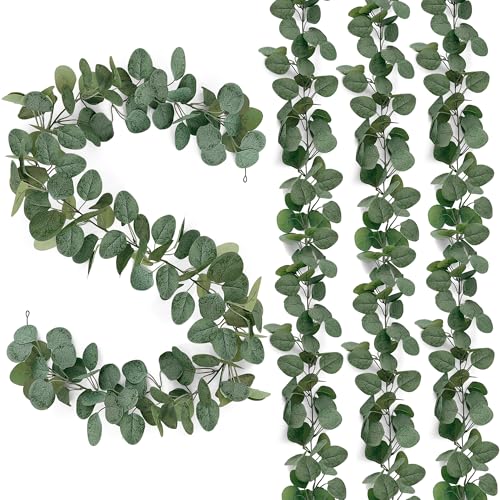 SHEPIN 4 Stück Eukalyptus Girlanden Künstliche 1.8m Eukalyptus deko Hängepflanzen Eukalyptus Blätter Girlande Hochzeitsdeko für Hochzeit Tisch Frühlingsgirlande Blumenschmuck (4)