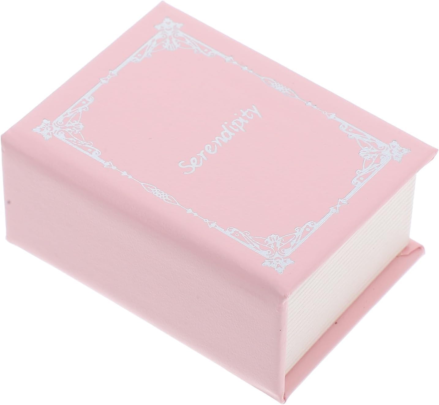 SECFOU Vintage Book Ring Box for Wedding and Engagement, Pink Cloth