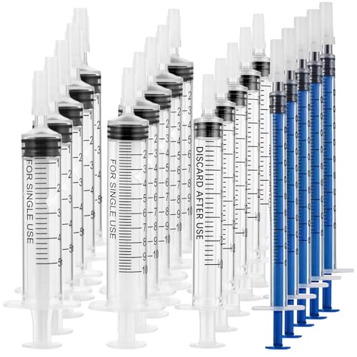 Gjinxi 20個 プラスチック注射器 キャップ付き注射器 液体ディスペンスカバー サンプル 1ml / 3ml / 5ml / 10ml 注射器 測定 多機能 実験用具 給餌 コレクション 散水