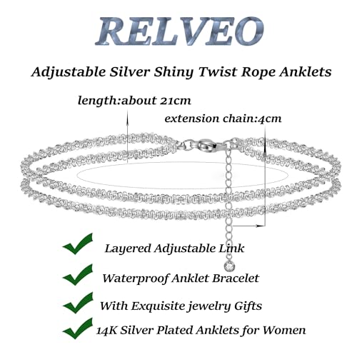 Image of Gold /Silver Anklets for Women Ankle Bracelets for Women Waterproof Beach Layered Anklet Bracelets for Women Cuban Link Anklets Set Dainty Cute Heart Butterfly Anklets Non Tarnish Jewelry Gift