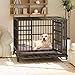Shintenchi 48 inch Heavy Duty Crates for Large Dog, Indestructible and Escape-Proof Cage Kennel with Lockable Wheels, Double Door High Anxiety with Removable Tray, Black