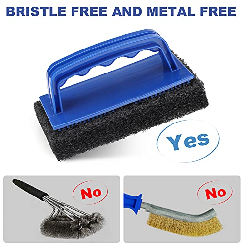 Blackstone Grill Cleaning Kit, Heavy Duty Griddle Scrubber Scouring Pad & Handle, Griddle Cleaning Brush For Charcoal, Gas Grills, Cast Iron Cookware, Oven, Grate, Stovetop #TOP2