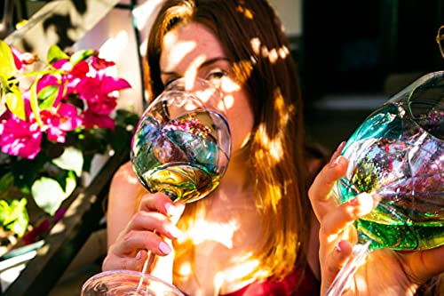 Antoni Barcelona Large Wine Glasses 29 Oz Sagrada Painted Hand Made & Mouth Blown Unique Gifts Women Mother Birthdays Anniversaries Weddings Stained Crystal Lovers Red White Rose Drink (Blue, Set 2) #TOP6