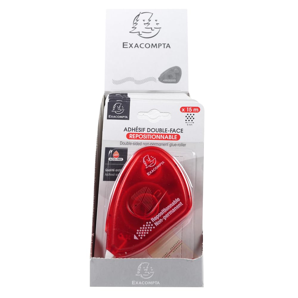 Exacompta Carton de 36 dérouleurs d'adhésif Double-Face repositionnable pour Photos 15 m