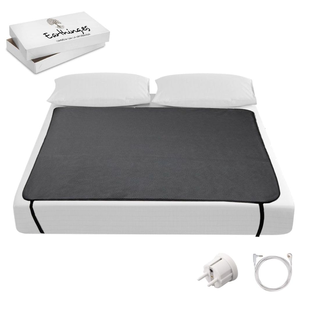 Mat de Cama Grounding | Alfombrilla Earthing para Sueño Profundo, Reducir Estrés e Inflamación | Cubrecolchón Conductivo PU Seguro (Incluye Adaptador EU) (XL - 137x185cm)