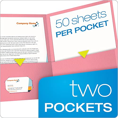 Oxford Twin-Pocket Folders, Textured Paper, Letter Size, Pink, Holds 100 Sheets, Box of 25 (57568EE), 25-Count - Image 2