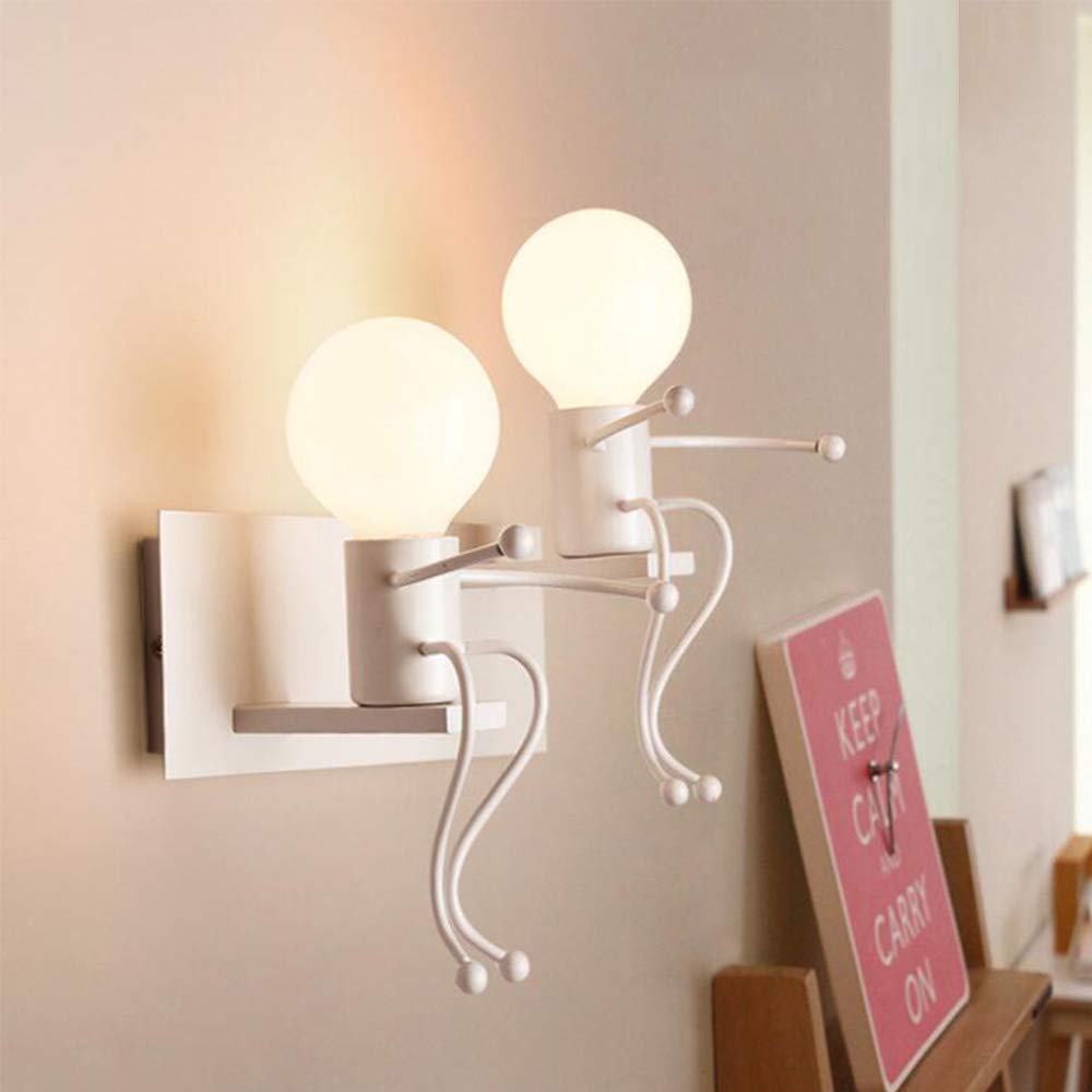 Mengjay Creativo Lampada da parete umanoide，applique da parete E27 Iron interno lampada vintage apliques luce da parete interno moderno per Corridoio,Camera da Letto, Cucina, Bar, Caffè,Ristorante.
