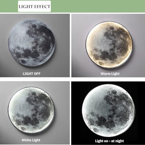 Image of Modern Moon Wall Sconce Lighting, Dimmable Nightlight with Remote Control, Plug in Wall Lamp, Decorative Moon Light for Nursery Bedroom Living Room (11.8 inch)