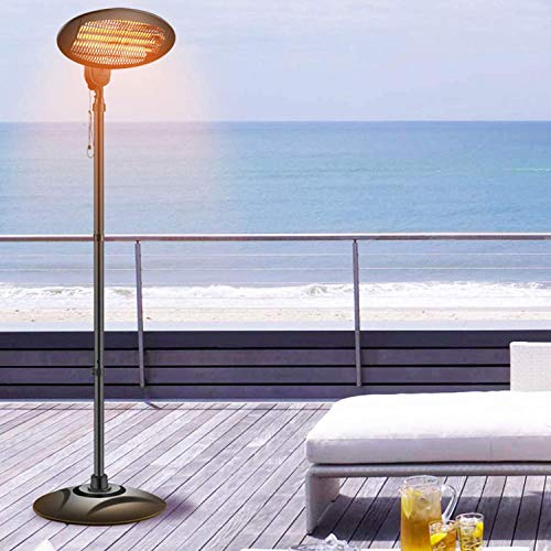 Heizpilz Terrassenheizer Infrarotstrahler, Elektro Halogenheizer, 3 Heizstufen,Teleskoprohr Auf 210 cm Einstellbar, Für Hof, Garage