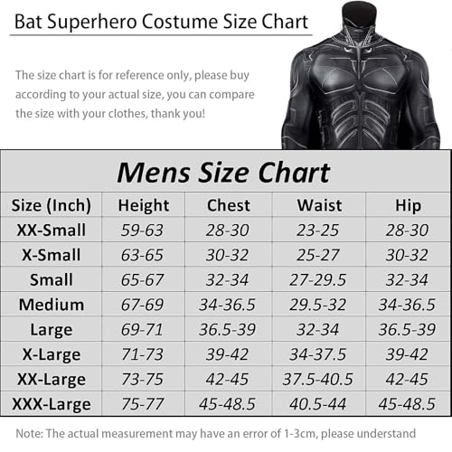 Fdeeom Adult Bat Super Hero Costume For Men Knight Jumpsuit Dark Cape With Latex Mask Halloween Cosplay Party Outfit thumb #6