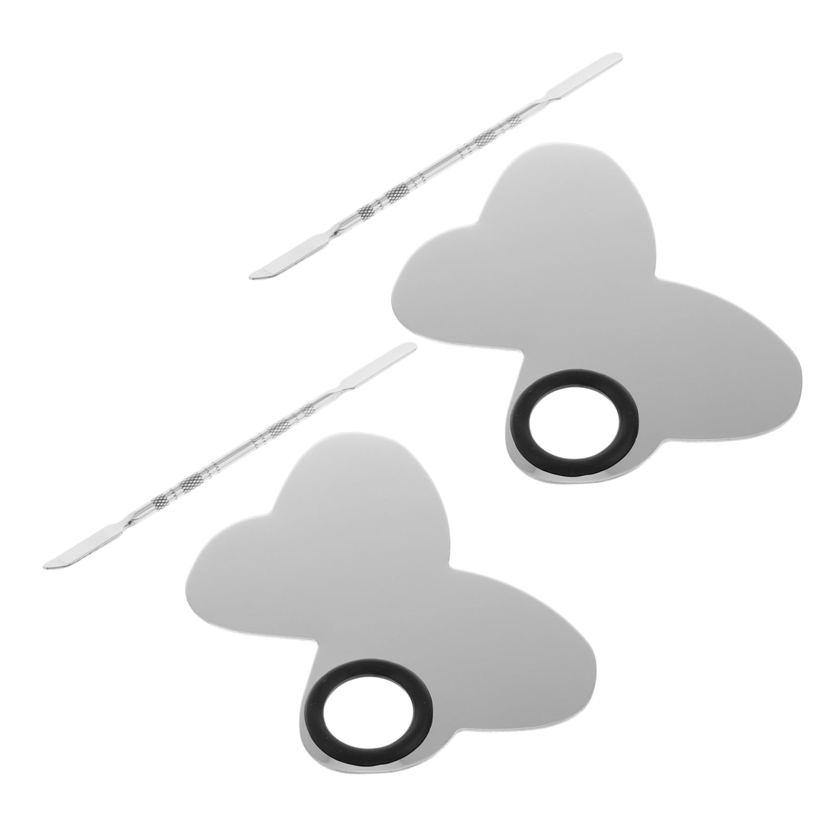 VICASKY 2 Sets Makeup Mixing Palette Tray Stainless Steel Mixing Tools Nail Art Foundation Palette Portable