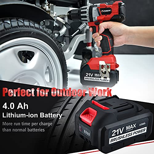 Aoben 21V Cordless Hammer Drill, High Torque 1200 In-Lbs, 1/2-Inch Power Hammer Drill Brushless, With 4.0Ah Li-Ion Battery And Charger, Auxiliary Handle thumb #5