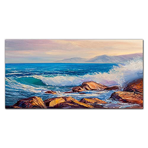 Décoration murale océan pour salon avec ce tableau en verre trempé 100x50cm