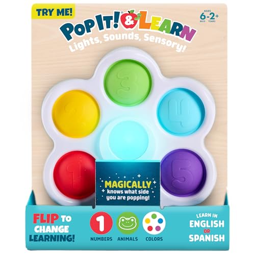 Image of Chuckle & Roar - Pop It! and Learn - Educational and Electronic Popping Toy - Learn Numbers & Letters in Spanish or English - Great for Ages 6 Months to 2 Years