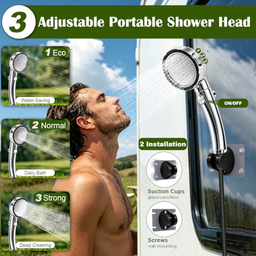 Tessora Portable Camping Shower with Head & Heater, Outdoor Shower Kit - Image 4