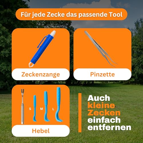Alpenstern® Zecken Entferner Kit - Für Tiere und Menschen - Zeckenentferner Hund Katze Kinder - Erste Hilfe Tasche inkl. Zeckenzange, Zeckenhebel, Zeckenhaken, Pinzette UVM. tick Remover Zeckenschutz