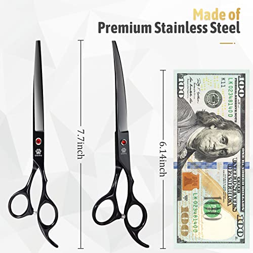 Image of Dog Grooming Scissors Kit with Safety Round Tips, GLADOG Professional 5 in 1 Grooming Scissors for Dog and cat
