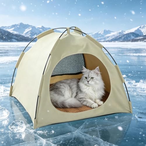 Casa refrescante para gatos con diseño portátil y estructura espaciosa 4