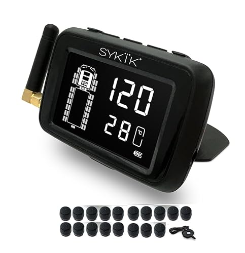 Sykik-TPMS Real Time Tire Pressure Monitoring System for Cars, RVs and Trucks, up to 36 Wheels -Theft Sensors, with 3-Year US Warranty