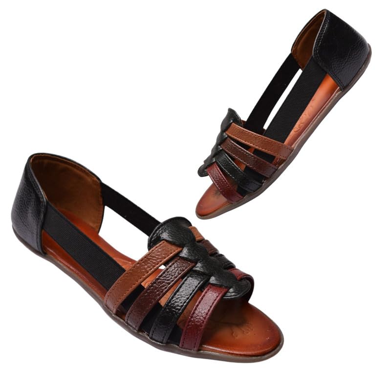 Stepee Classy & Trendy Black Flat Sandals Slip on Opne Toe Office Wear Sandal for Women (B0D5B82K39) Amazon Price History, Amazon Price Tracker