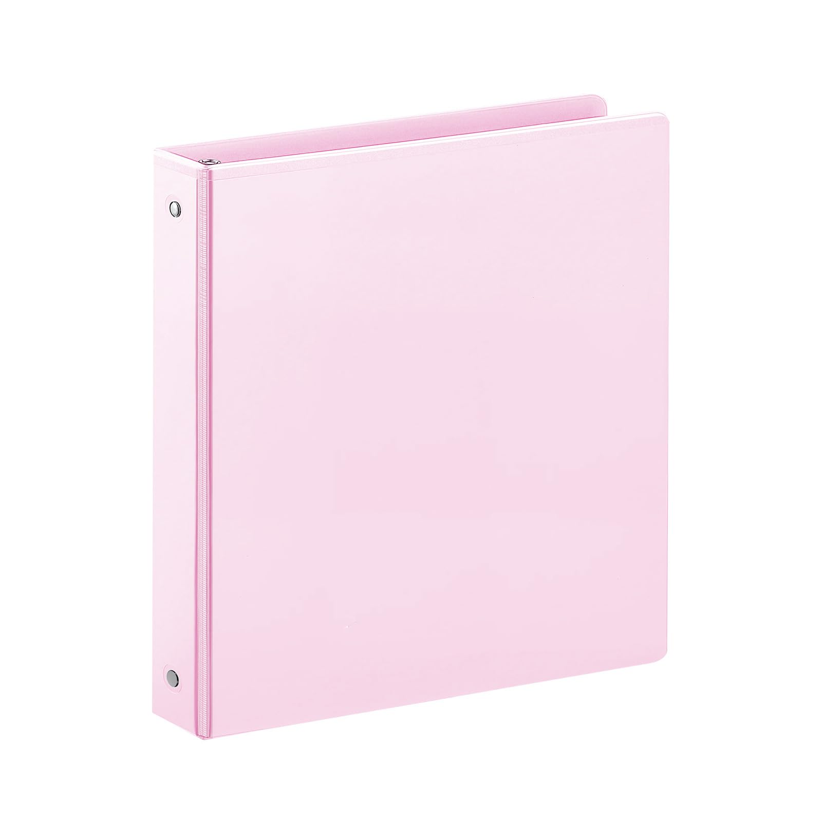 SUIN 1 Inch 3 Ring Binder, Clear 1'' View Presentation Binders with 2 Pockets, Fits 8.5 x 11 Letter Size, Durable Polypropylene, Non-Stick &amp; PVC-Free for School, Office &amp; Home (Pastel Pink)