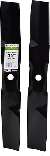 MaxPower 561822B Juego de 2 cuchillas para muchos cortacéspedes de giro cero John Deere de 42 pulgadas. Sustituye a GY20683, M170639, UC22008 del