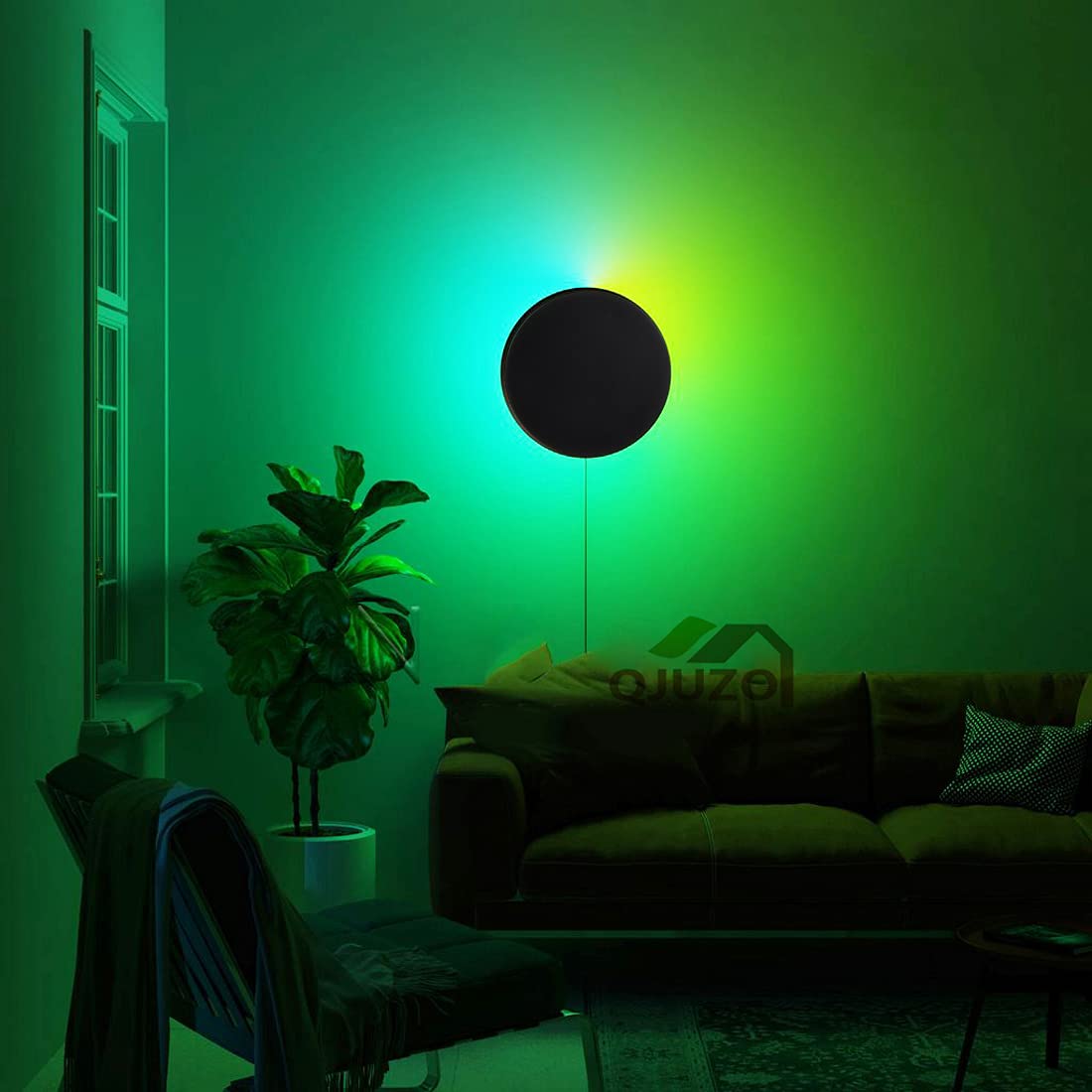 RGB LED Wandleuchte Dimmbar mit Fernbedienung und Steckdose Moderne Wandlampe Farbwechsel Farbige LED Wandleuchten für Flur Kinderzimmer Treppenhaus Wohnzimmer Schlafzimmer