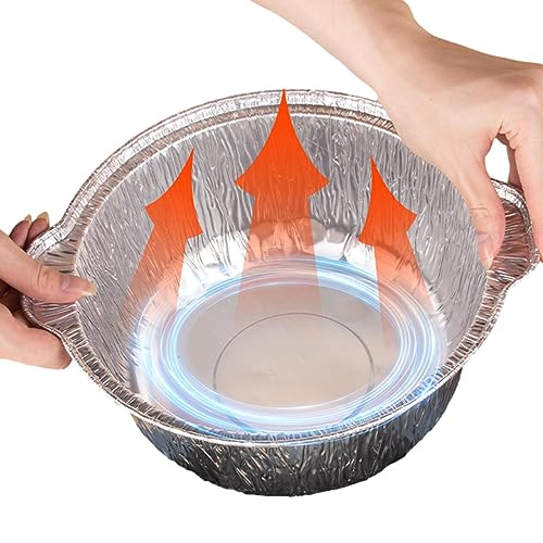 Joberio Teglie Rotonde in Carta stagnola,Teglie da Forno in Alluminio con coperchi | Fodere per friggitrice ad Aria Teglie da Forno in Alluminio, Vassoio per Grasso antigoccia Resistente alla griglia