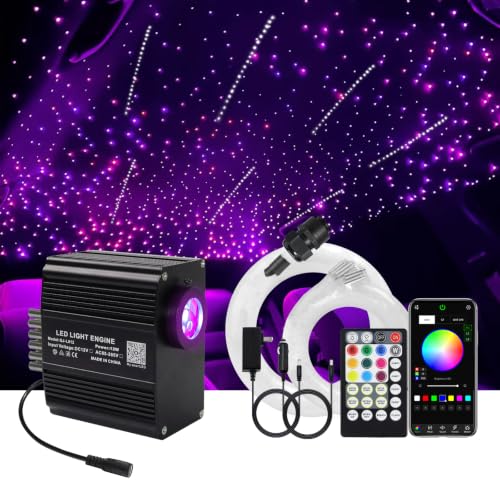Image of Starlight Headliner Kits, 500pcs 9.8ft Twinkle & Meteor Fiber Optic Lights | 240pcs Pure White Shooting Star Lights for Car /Home, APP /Remote, RGBW Music Sync Star Ceiling Sky Decoration for SUV /Truck