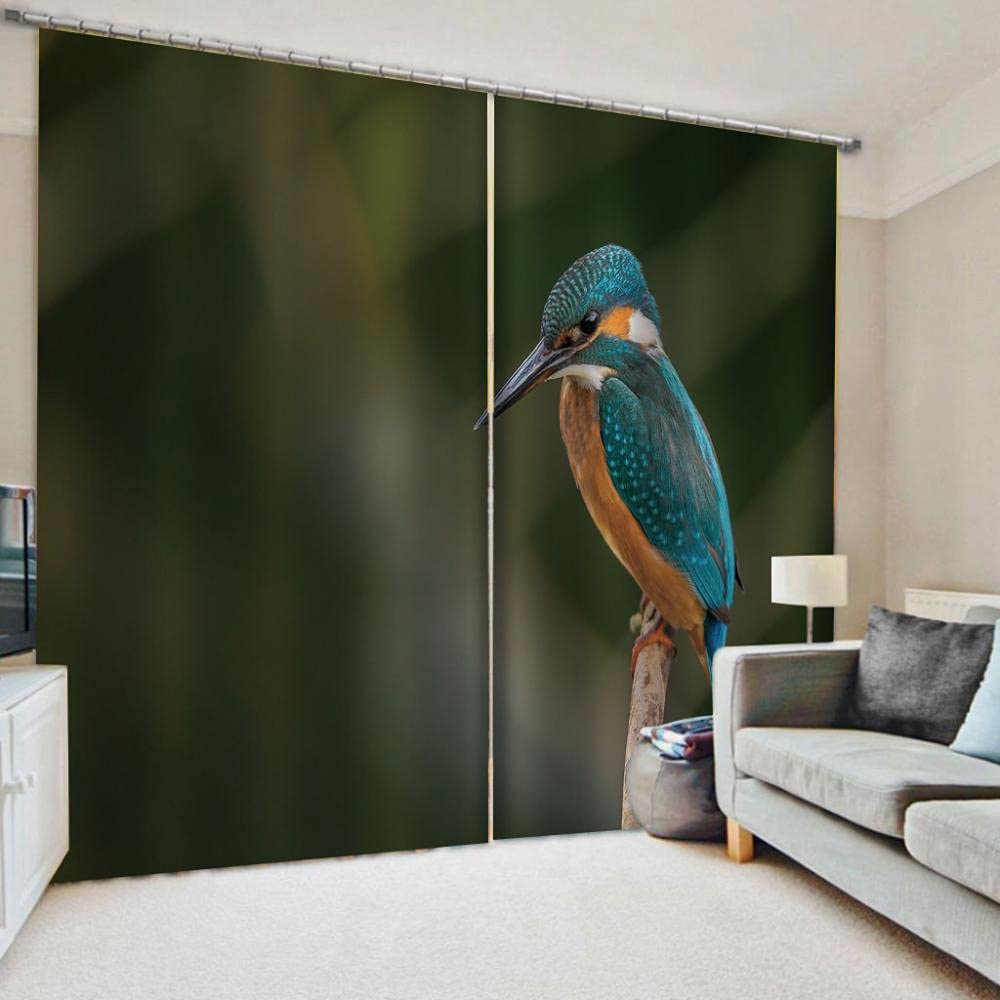 WAFJJ Kids Blackout Curtains for BedroomGreen&Bird Printed Thermal Insulated Curtains Eyelet Blackout Curtains for Bedroom size:2X W46 inchx L72 inch