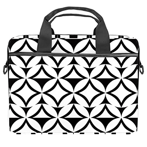 Sac ordinateur 13 à 14.5 pouces motif géométrique noir et blanc