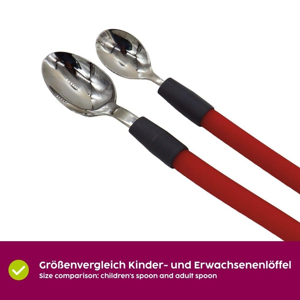 ORNAMIN Biegsames Kinderbesteck-Set | Ergonomische Esshilfe für Kinder mit Handicap | Flexibler Griff | Spezialbesteck für Pflege & Inklusion | Edelstahl & Silikon | Made in Germany
