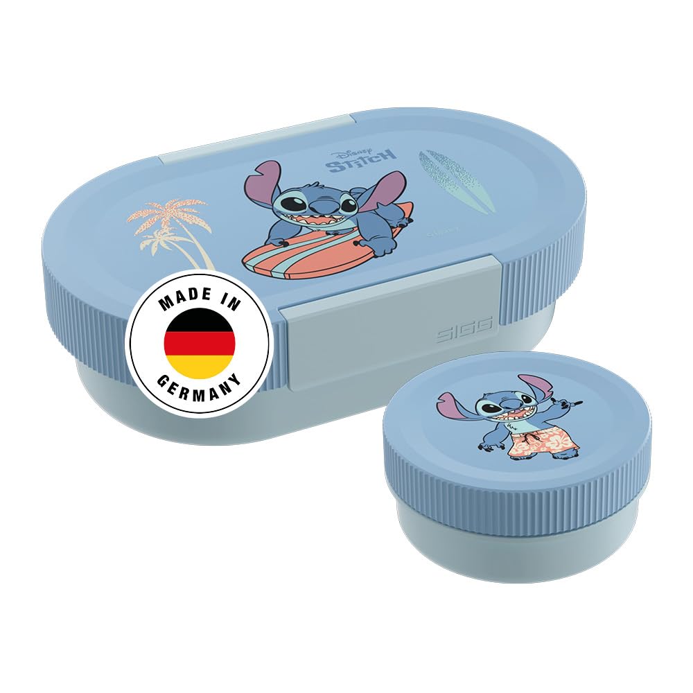 SIGG - LUMO Kids Lunch Box Disney Stitch Surfing Plus - Inner Shell & Leak-Proof Snack Box - Microwave & Dishwasher Safe - BPA-Free - Lightweight - for School, Nursery & Leisure - Light Blue - 800 ml