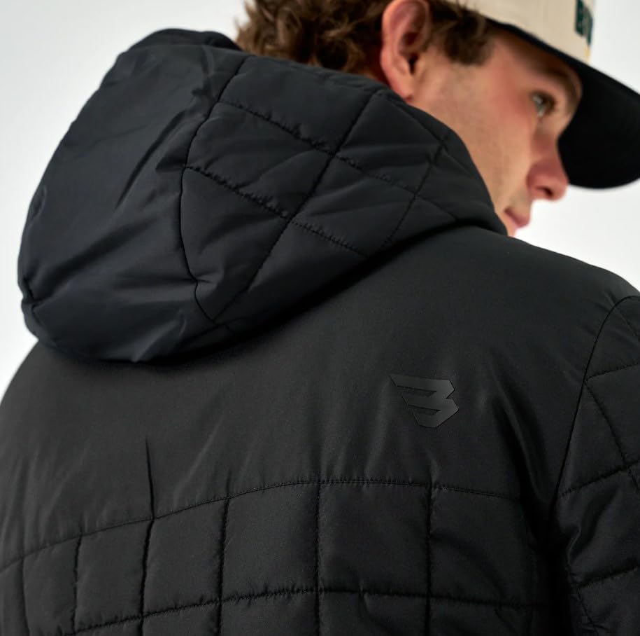 Image of BURLEBO Men's Puffer Jacket - Lightweight Quilted Winter Coat with Zipper Pockets