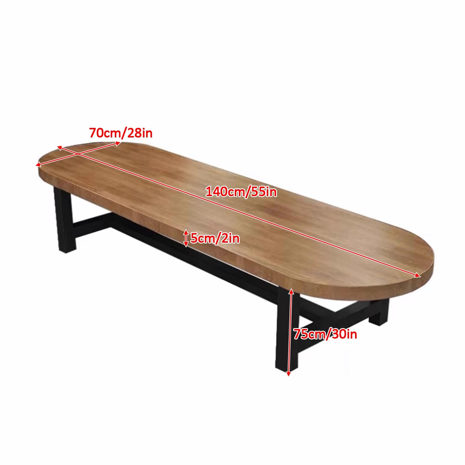 Mesa Reuniones Ovalada de Madera Maciza para 6-10 Personas, Estructura Metálica Resistente, Fácil de Montar, Diseño Compacto, Mesa Larga para Oficina en Casa/Sala de Reuniones(140x70x75cm/55x28x30in)