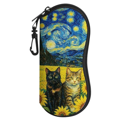 Image of Sunglasses Soft Case, Cute Ultra Light Portable Neoprene Zipper Eyeglass Glasses Case with Belt Clip for Men Women