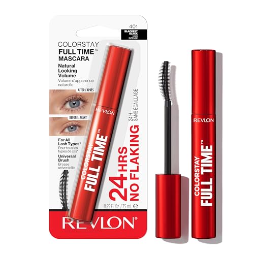 Revlon ColorStay Full Time Mascara Volumizing Eye Makeup 24 Hour Wear Smudge-Proof Non-Clumping and Flake-Free Formula 401 Blackest Black