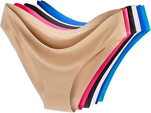 COSOMALL 6 Pack Women's Invisible Seamless Bikini Underwear Half Back Coverage Panties