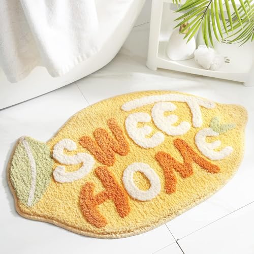 Image of Microfiber Tomato Rectangular Bath Mat: Super Soft Shaggy Kids Bathroom Rug,Anti-Skid,Absorbent,Cute Cartoon Fruit Design,Non-Slip Floor Mat (60x40 Cm) (Multicolor Sweet Home Kids Mat)