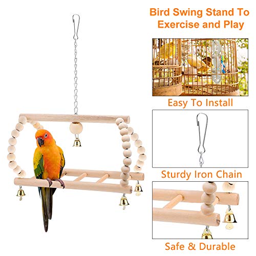 LINGSFIRE Papegaai Speelgoed Set 7 Packs Huisdier Vogel Speelgoed Houten Opknoping Stand Ladder Vogel Swing… - Afbeelding 3