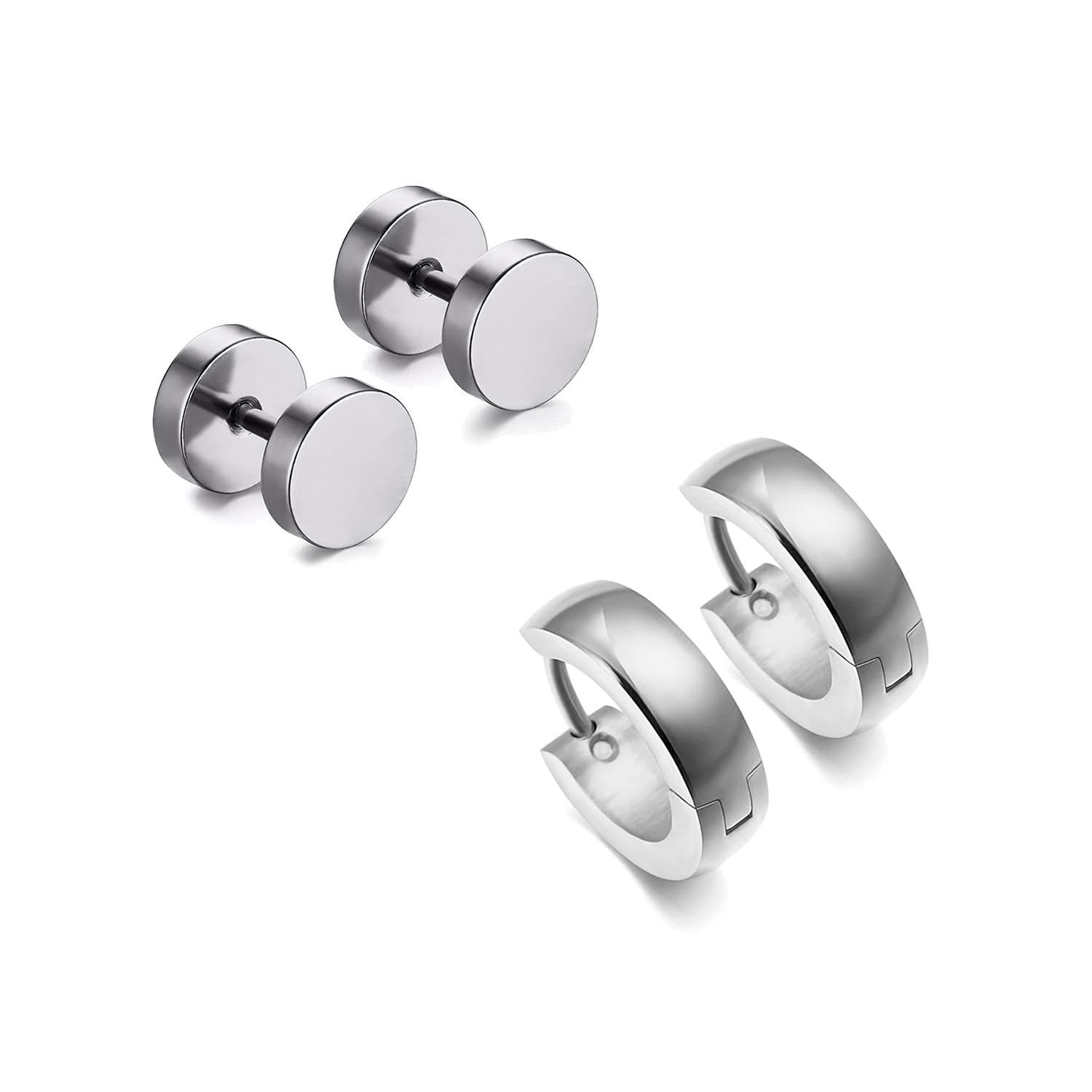 Peora Stainless Steel Earrings Set Fashion Jewellery Gift for Men