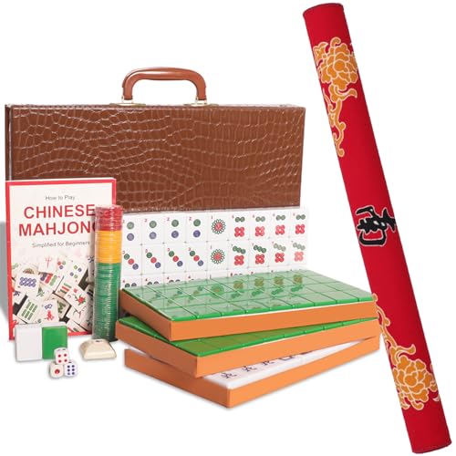 Set Tradicional de Mahjong Chino con Tapete y Accesorios