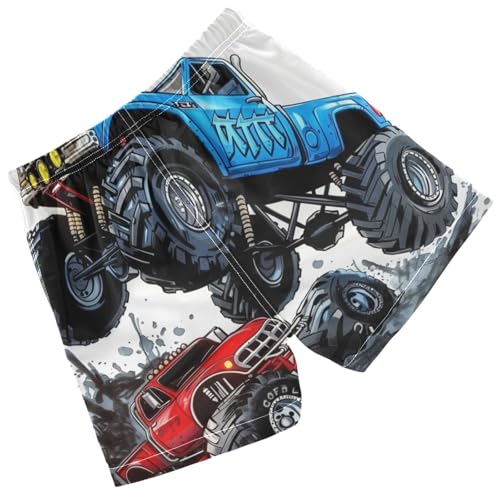 Pigsaly Boys Swim Trunks Two Blue Monster Truck Boys Board Shorts Swimsuit Swimwear Summer Bathing Suit 4T2
