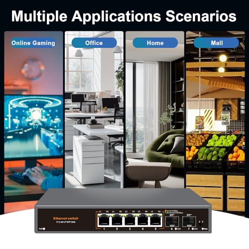 Image of 2.5G Unmanaged Ethernet Switch, 5 x 2.5G Base-T Ports, 2 x 10G SFP+ Uplink Ports, 100 /1000 /2500Mbps Compatible, Fanless Plug & Play, Metal 2.5Gb Network Switch