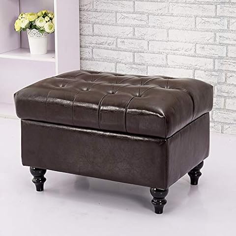 SYKONG American Retro Living Room Storage Chest Ottoman Footstool Portable Seat Versatile Space-saving Shoes Bench Sofa Bench Step Stool Solid Wood Makeup Settee Home Rectangle Cover